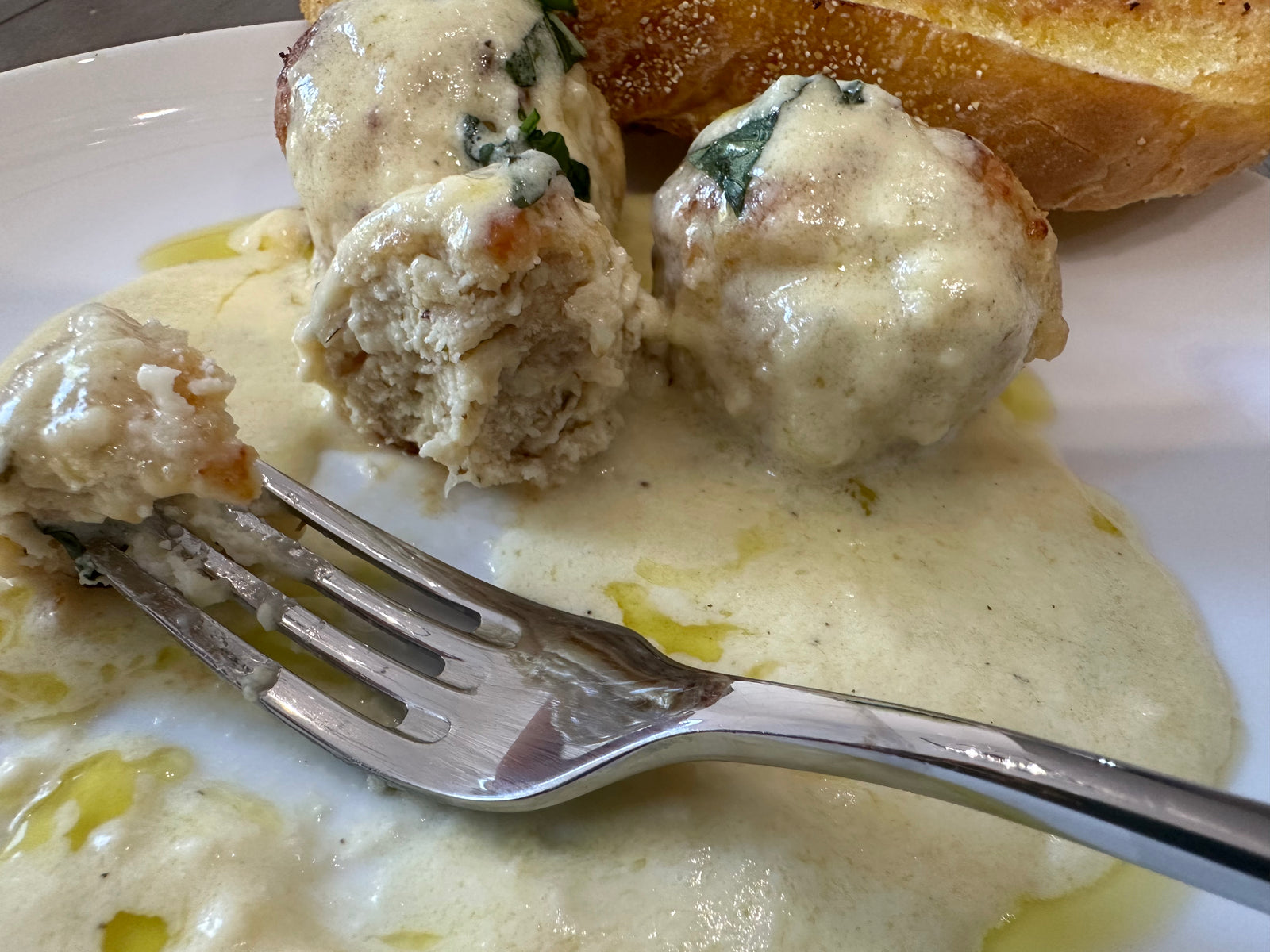 Chicken ricotta Meatballs in Garlic Cream Sauce