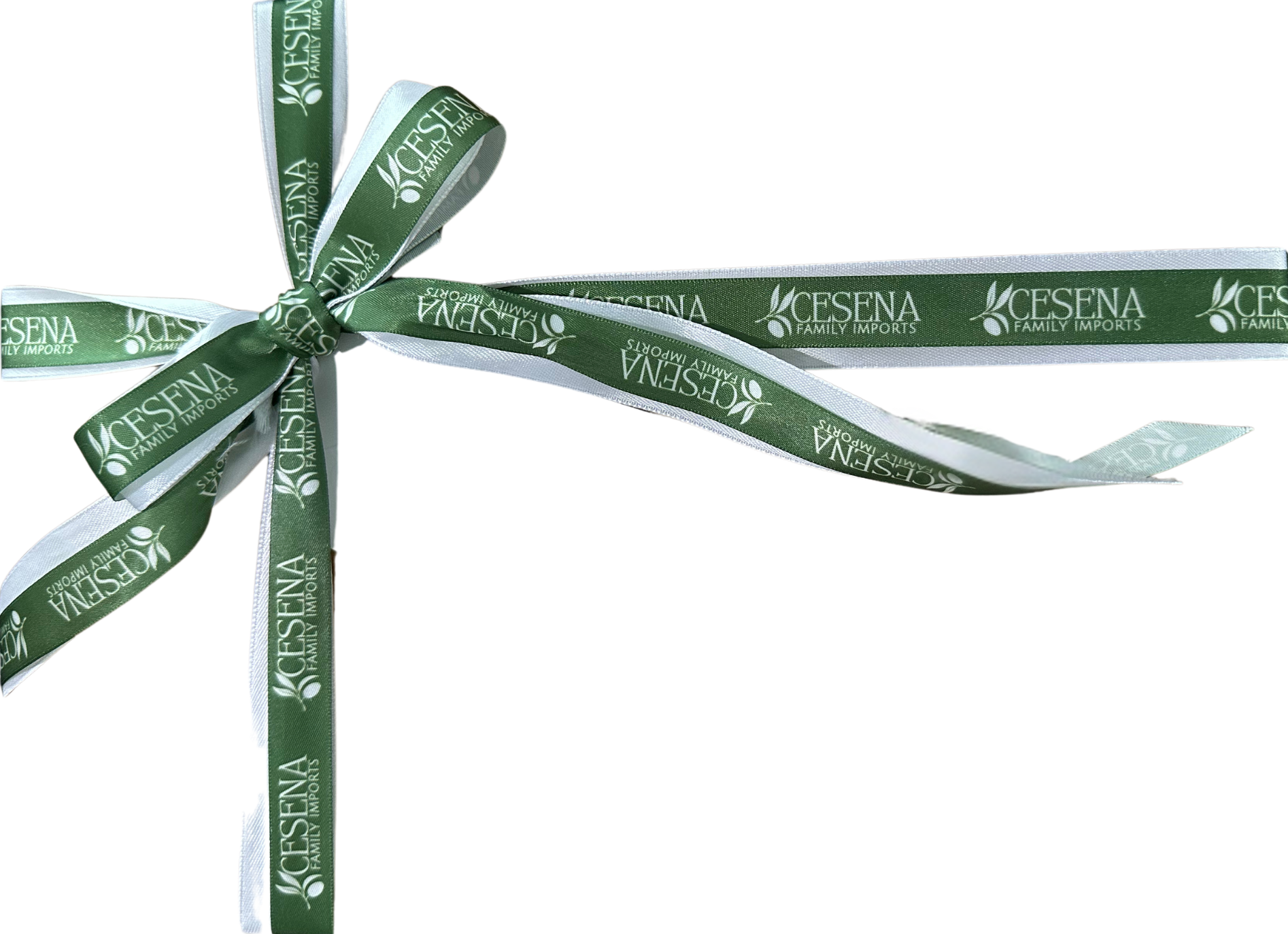 Green ribbon with 'Cesena' branding on a white background